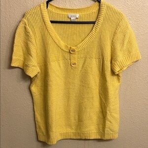 Christopher & Banks Women Yellow Short Sleeve Sweater Size Extra Large
